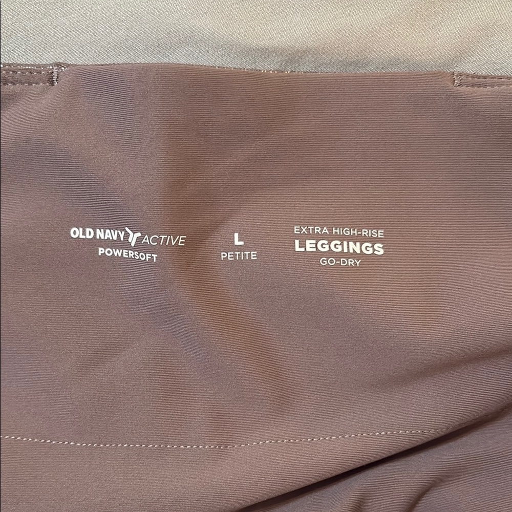 Old Navy Powersoft Lavendar Metallic Leggings size large petite. Extra high rise - Picture 2 of 6